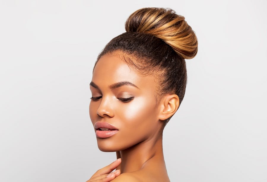 high bun hairstyle for black women
