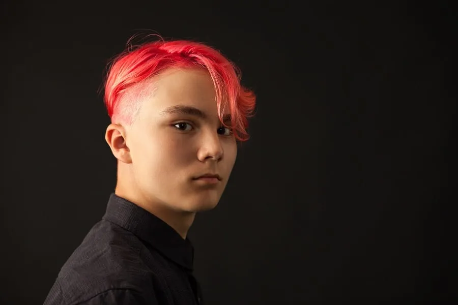 young man with pink hair and undercut