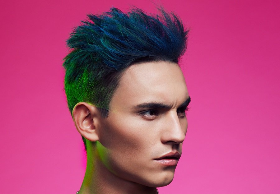 guy with spiky blue hairstyle