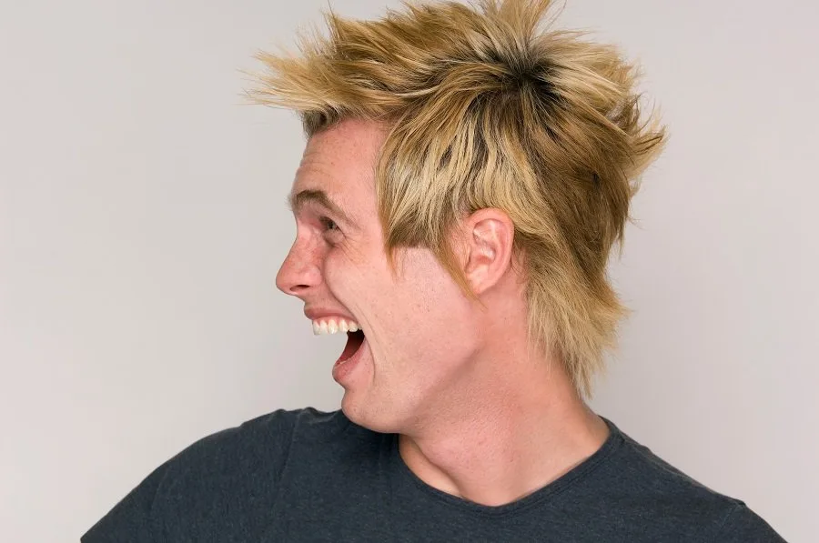 funky spiky hairstyle with golden blonde hair