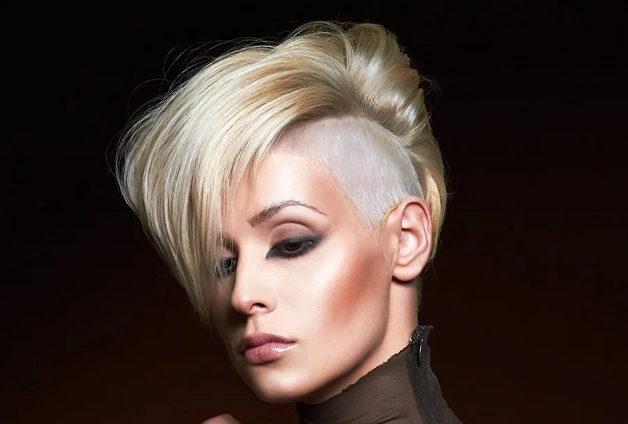 short layered haircut with shaved side