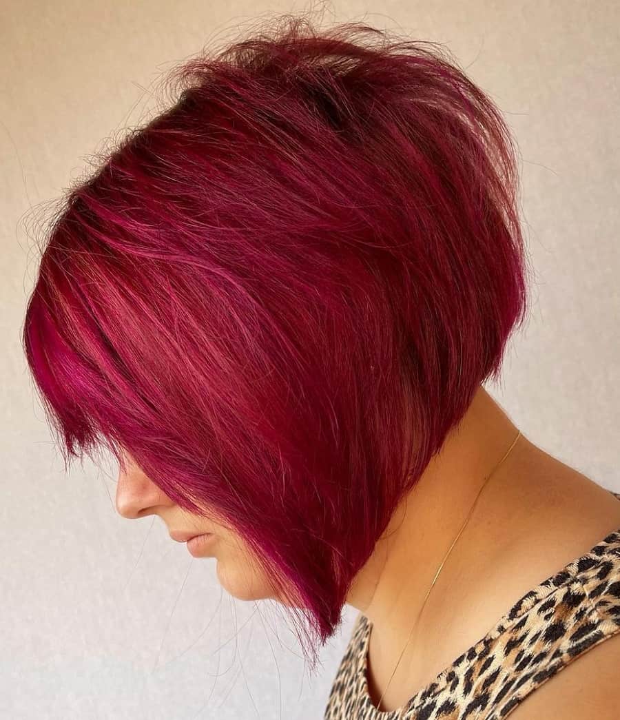 karen haircut for burgundy hair
