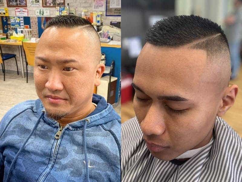 Military Haircut with Hard Part 