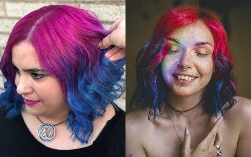 pink and blue ombre hair