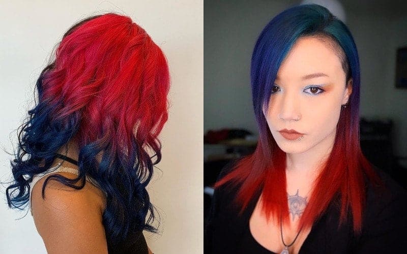 Red And Blue Ombre Hair