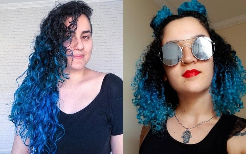 Curly Blue Ombre Hair