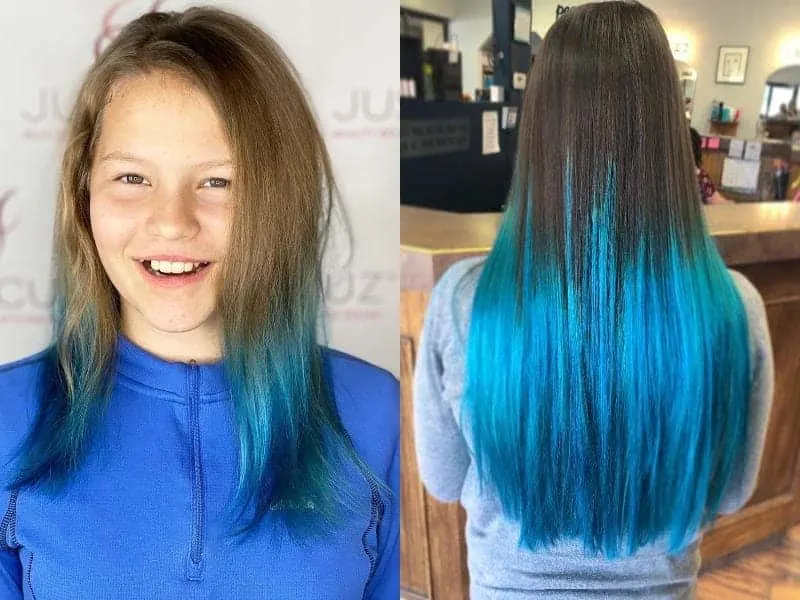 Brown to Blue Ombre Hair