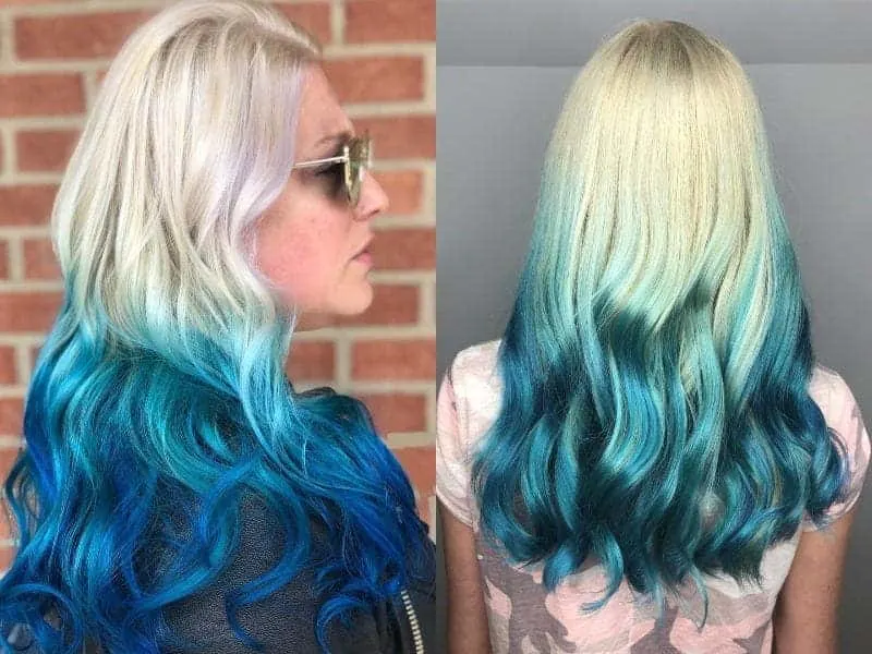 Blue Ombre on Blonde Hair