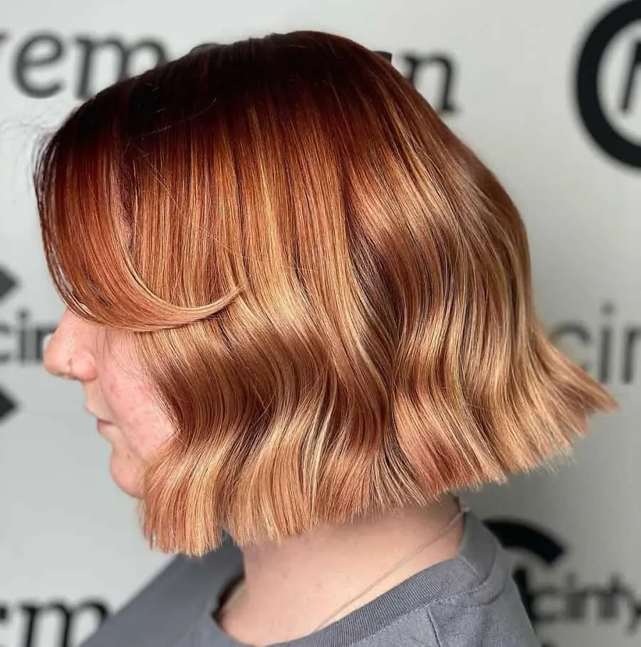 blunt bob for copper red hair