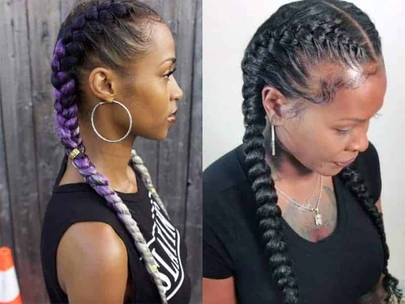 french braid with weave