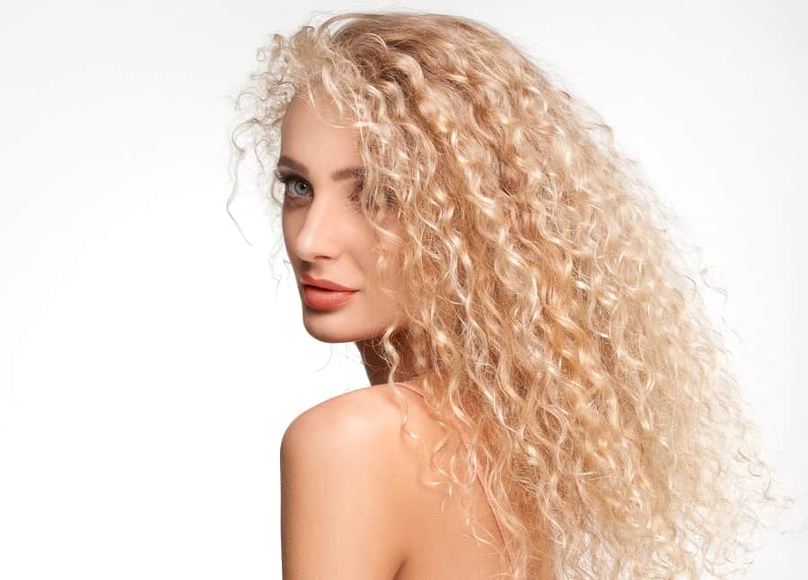 long white blonde perm hair