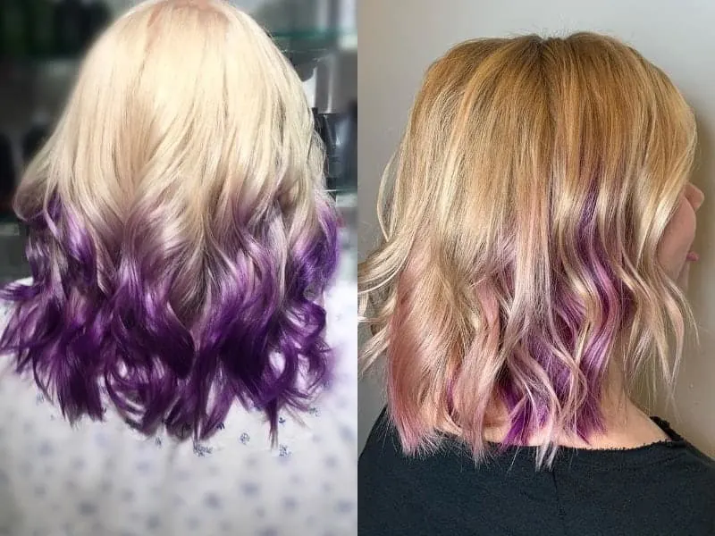 Short Blonde Hair with Purple Underneath