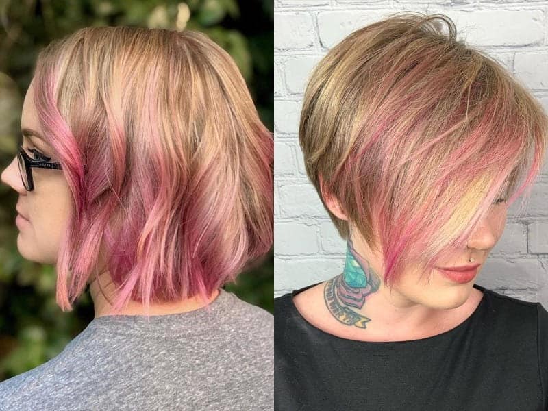 Short Pink And Blonde Hair