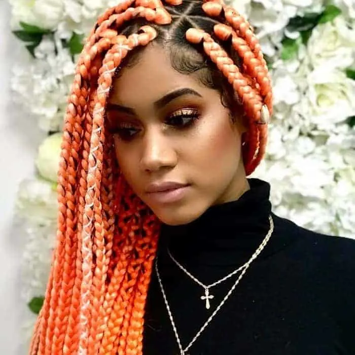 triangle box braids with side part