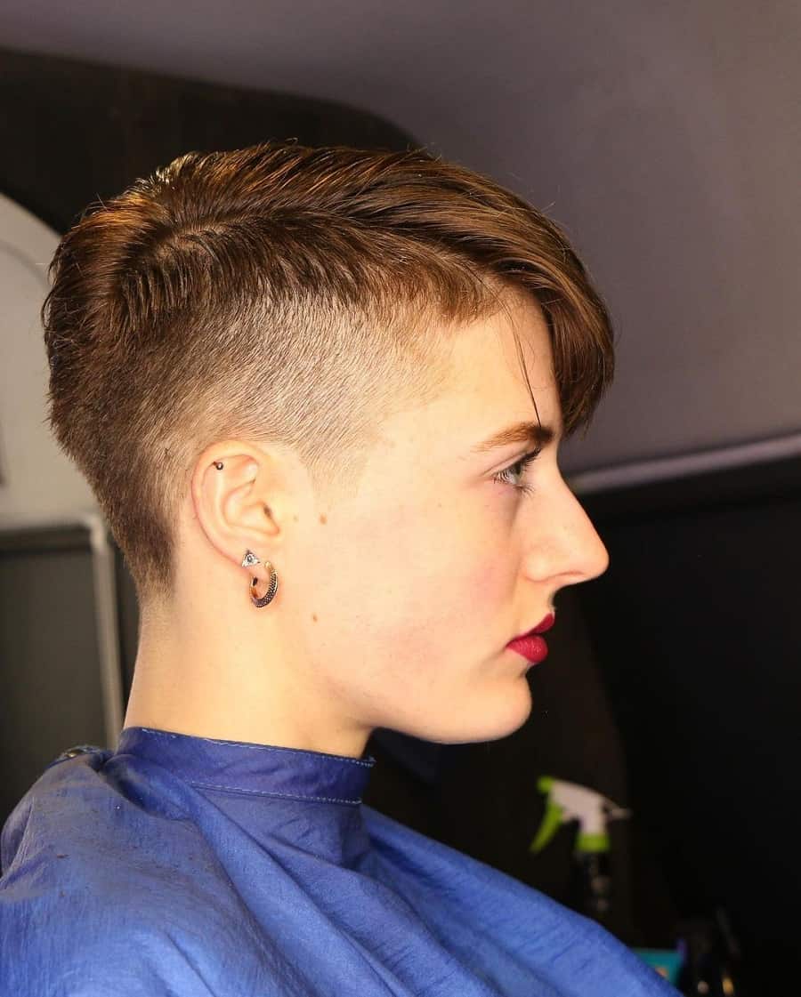 low fade with side part for women