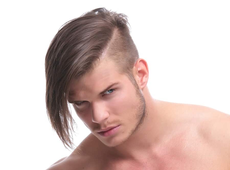 long hair with hard part for men
