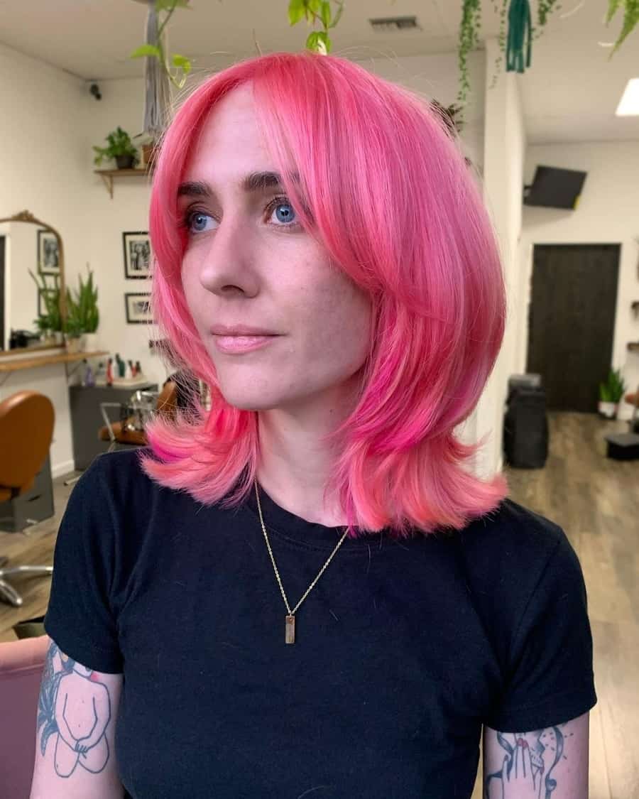 medium straight pink hair