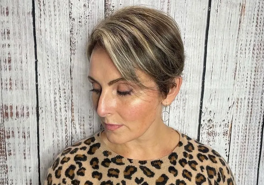 short pixie with highlights for women over 40