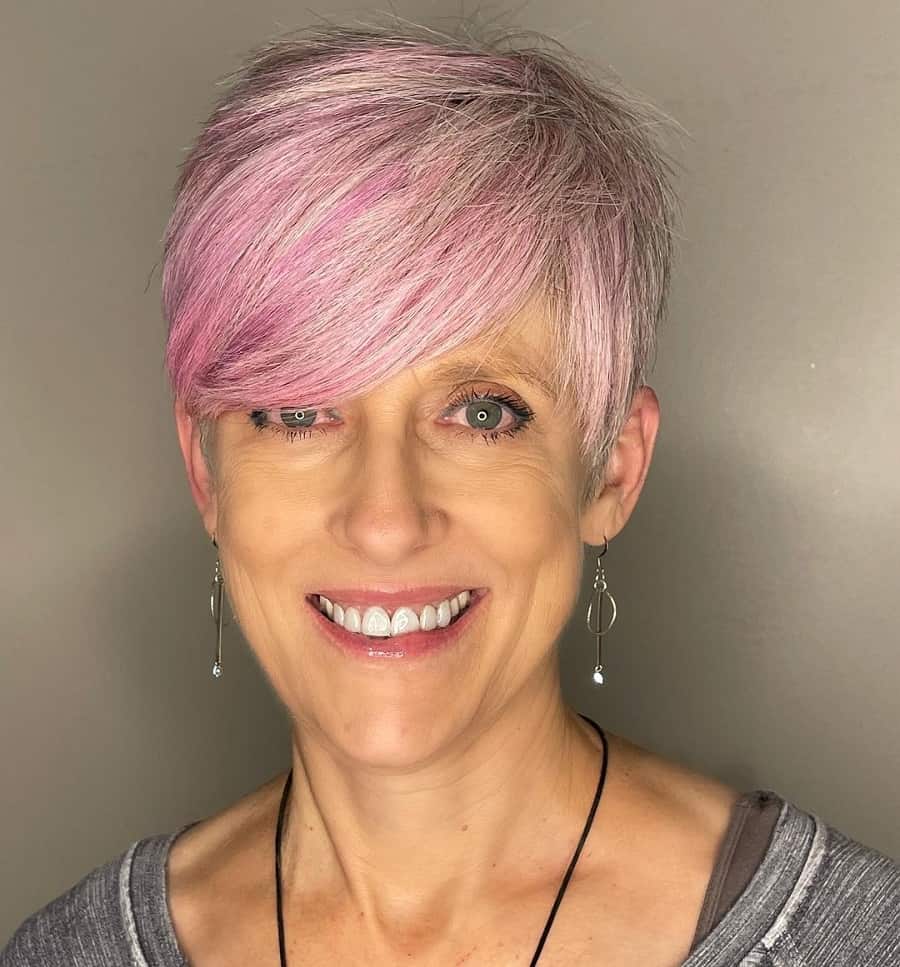 short pink pixie cut for women over 50