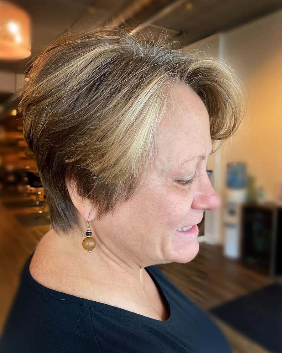 short layered hair with highlights for women over 50