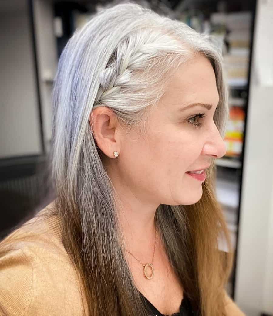 side braid hairstyle for older woman