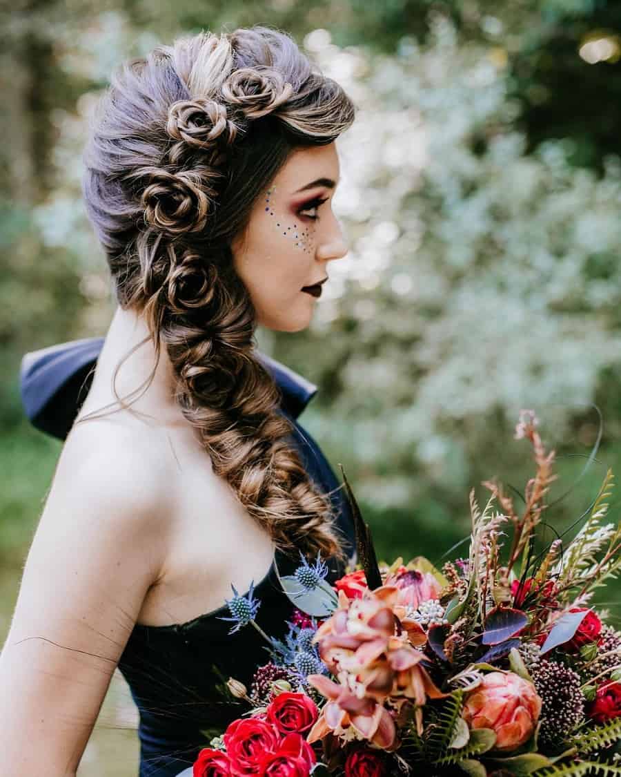 gothic hairstyle with side braid
