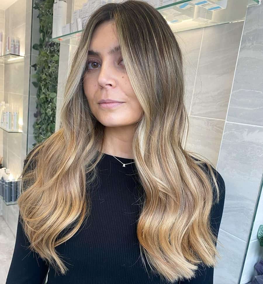 older woman with wavy ombre hair
