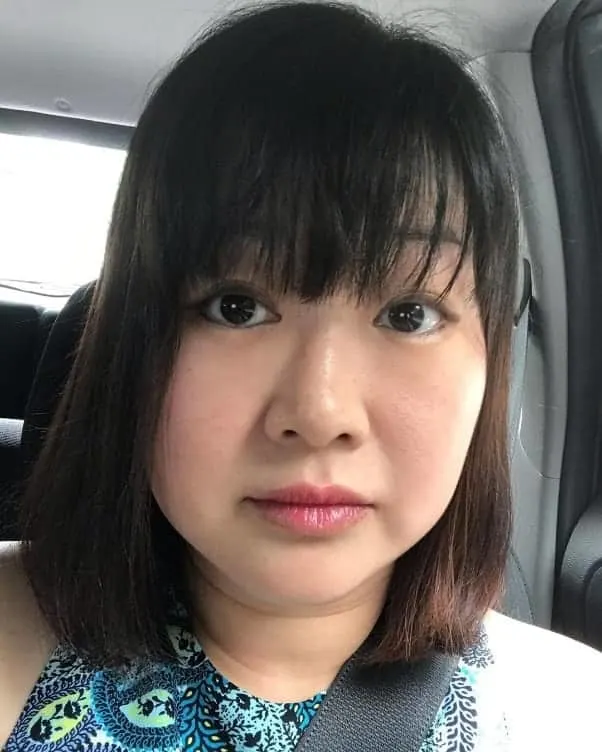 short asian hair for round face and double chin
