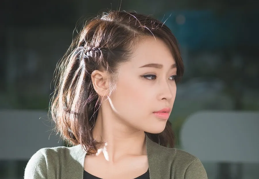 braided hairstyle for short Asian hair